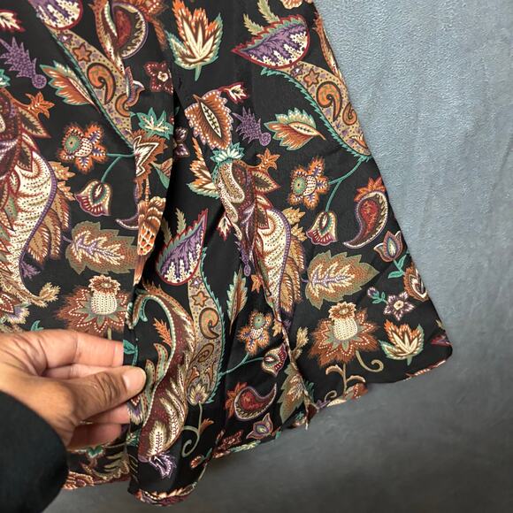 Vintage Urban Works Midi Skirt Damask Peacock Feathers Floral Boho Flowy Cottage - Picture 6 of 10